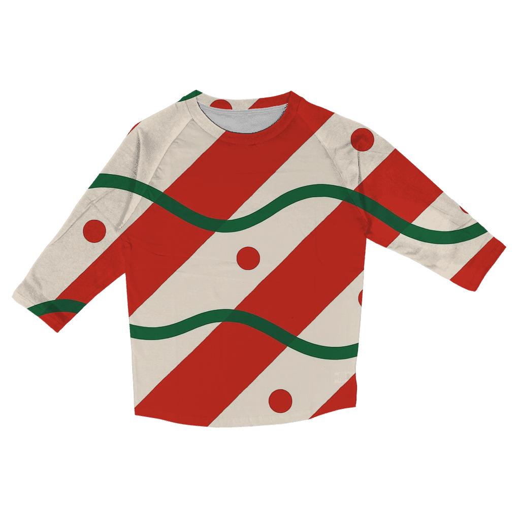 Candy Cane Wave Rhythm personalized 3/4 sleeve tees