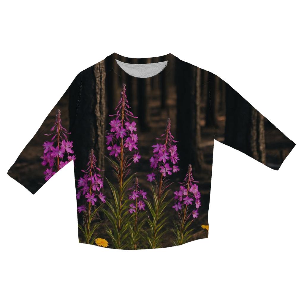 Wildflower Regrowth In Burnt Forest casual three quarter sleeve shirts