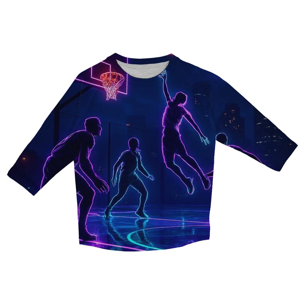 Neon Night Street Basketball stylish quarter sleeve tops