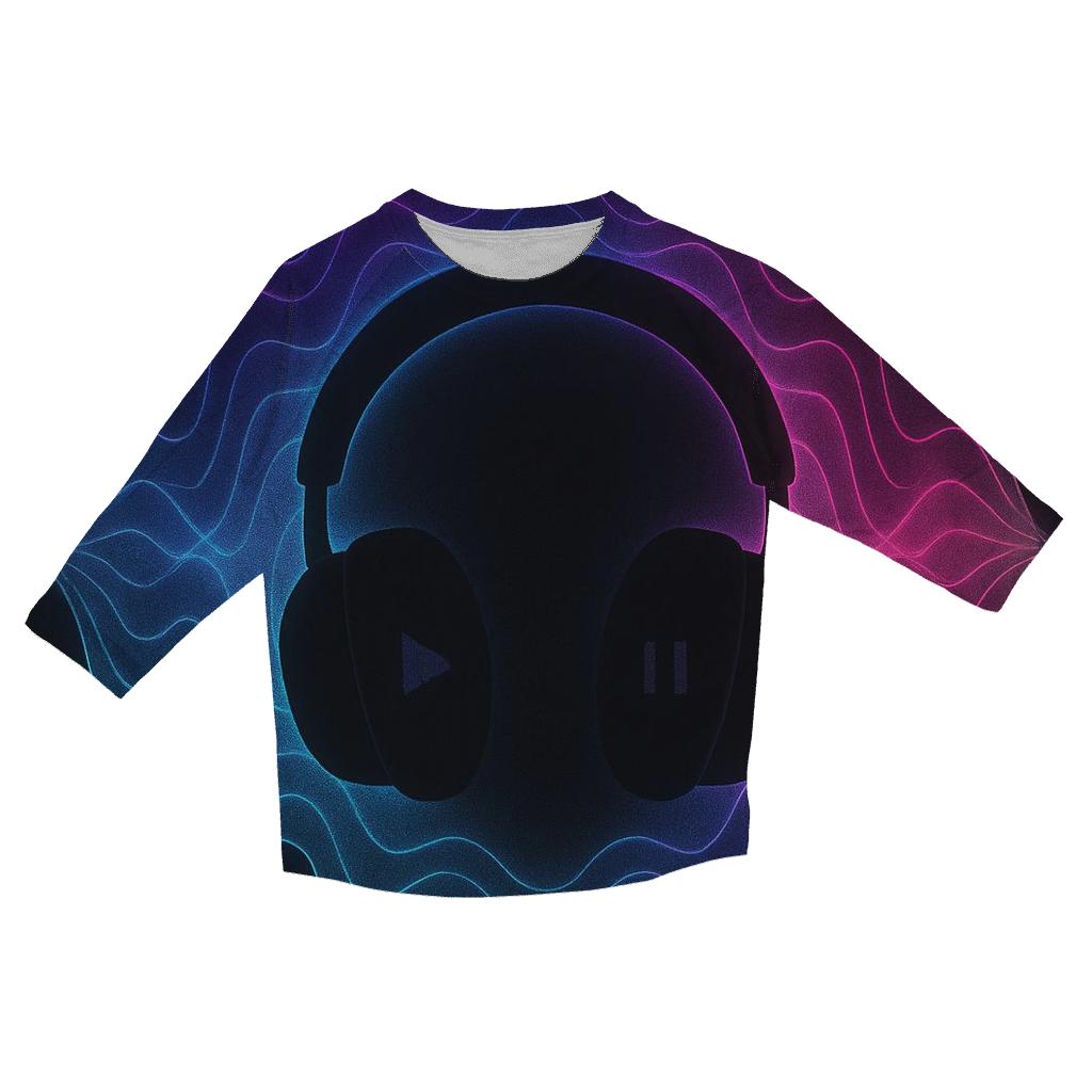 Holographic Headphone Aura casual three quarter sleeve shirts
