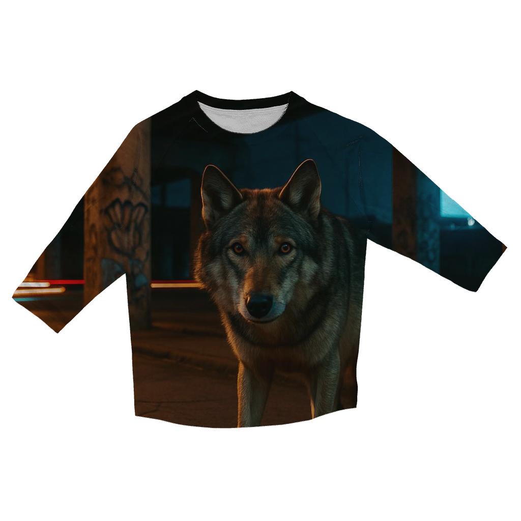 Urban Edge Wolf Under Highway Overpass casual three quarter sleeve shirts