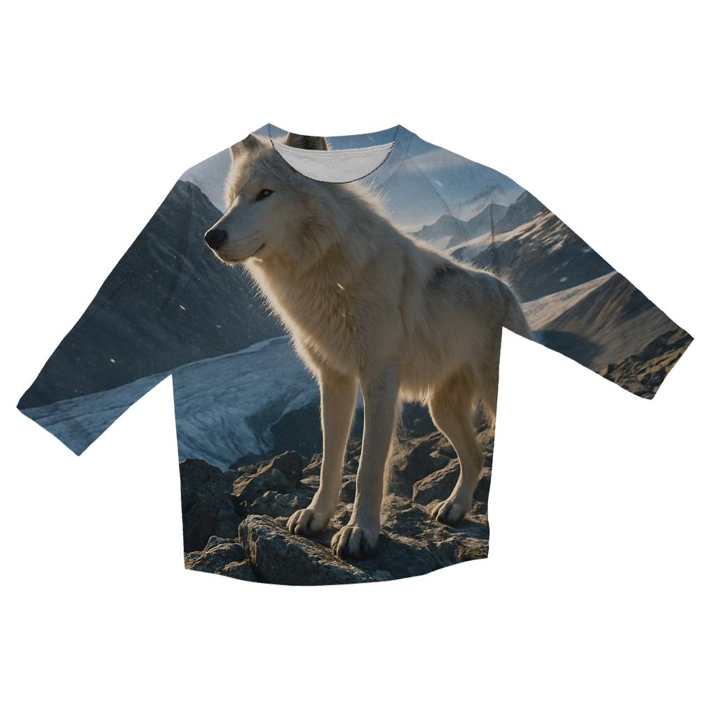 High Alpine Wolf On Glacier Moraine trendy 3/4 sleeve tops