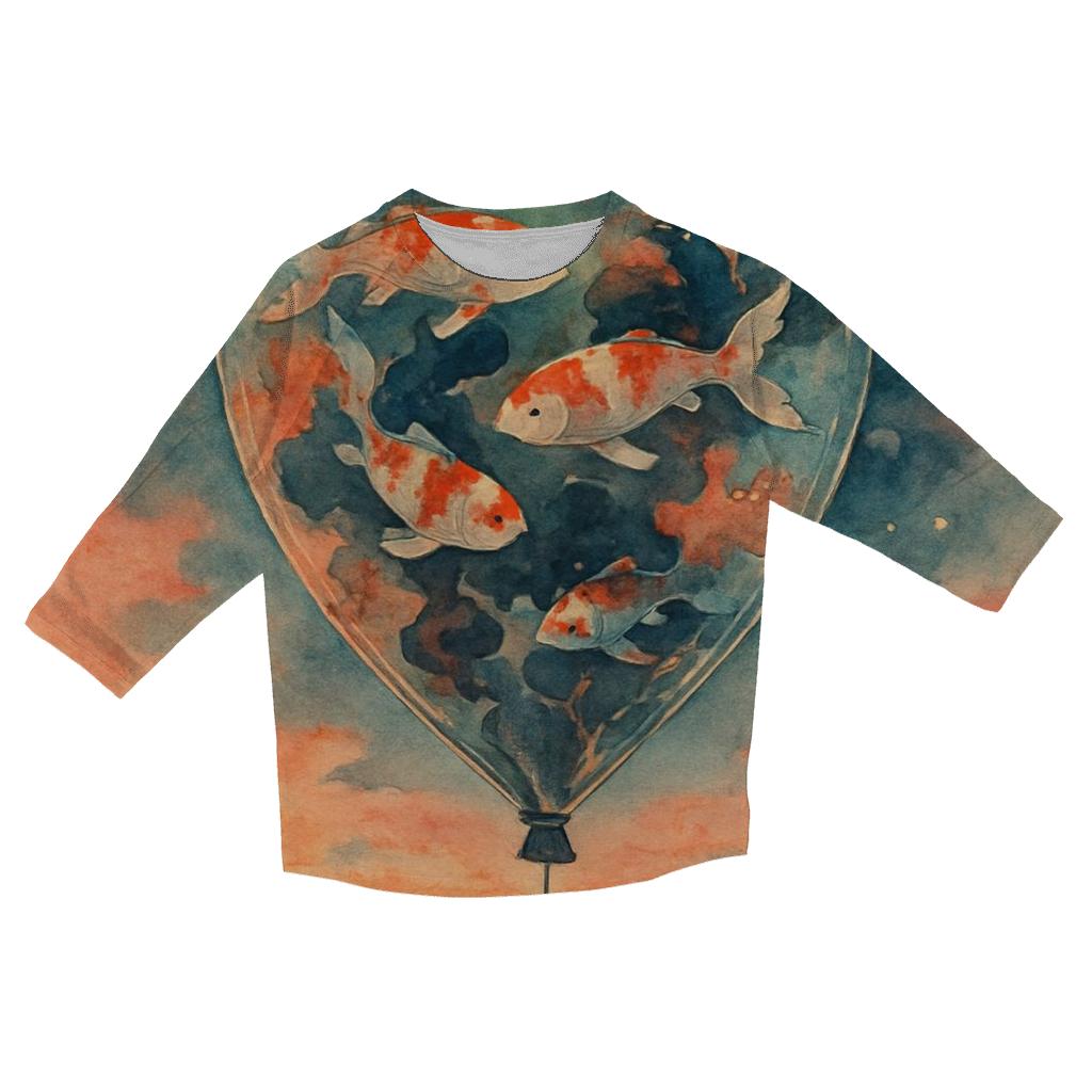 Serendipity Aquarium Sky casual three quarter sleeve shirts