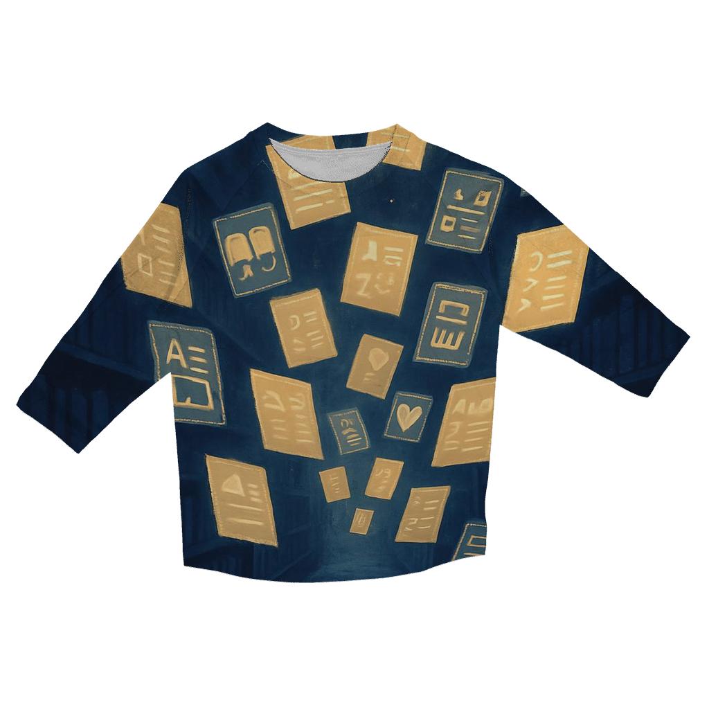 Midnight Library Of Floating Pages designer 3/4 sleeve blouses