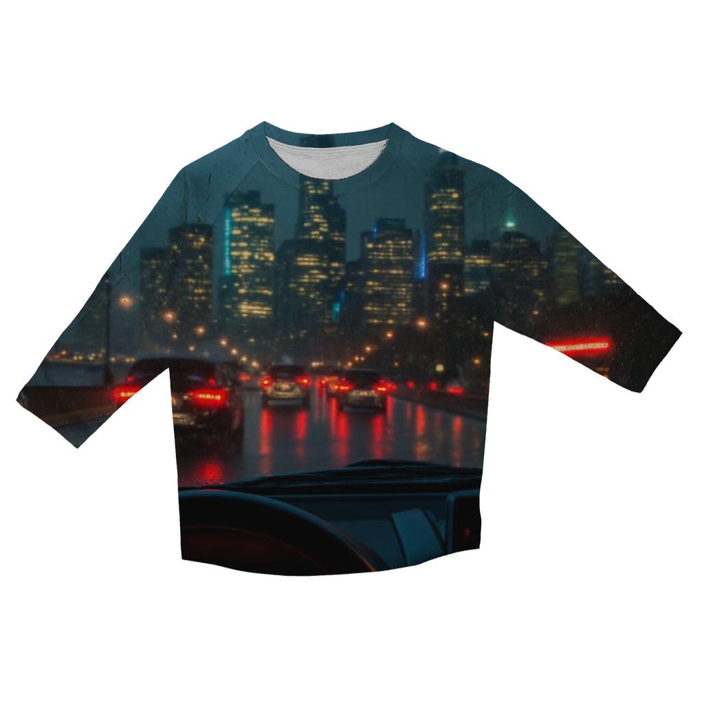 Rainy West Side Highway Taxi Skyline Reflections custom 3/4 sleeve shirts