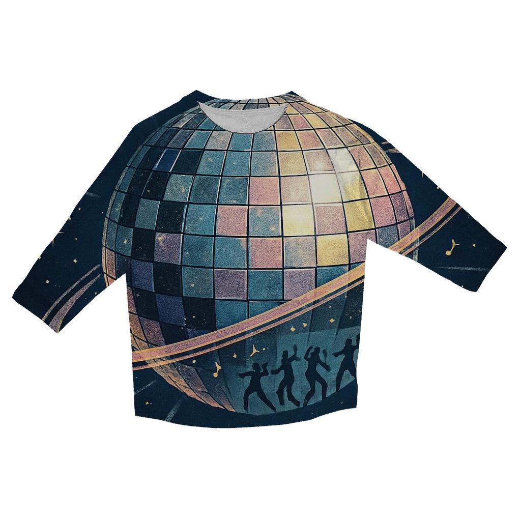 Disco Planet Orbit casual three quarter sleeve shirts