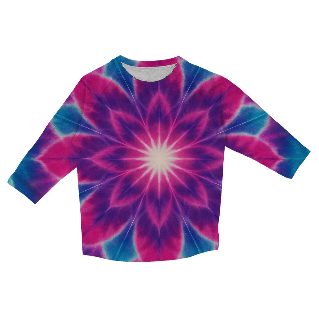 Magenta Cyan Mandala Burst custom 3/4 sleeve shirts