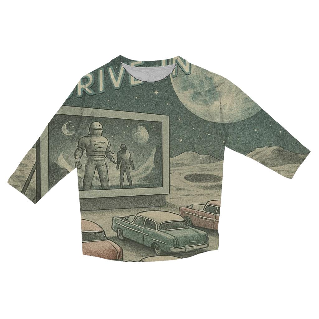 Retro Lunar Drive In Theater Scene designer 3/4 sleeve blouses