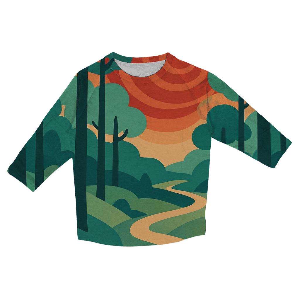Psychedelic Forest Trail stylish quarter sleeve tops