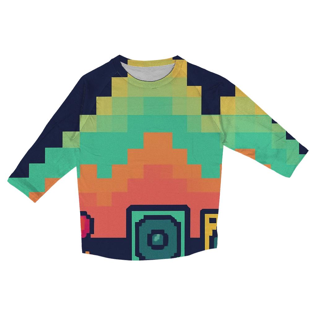 Pixel Arcade Soundwaves casual three quarter sleeve shirts