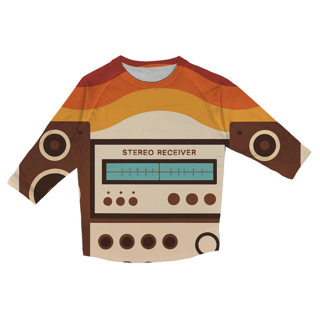 Analog Stereo Waves printed three quarter sleeve shirts