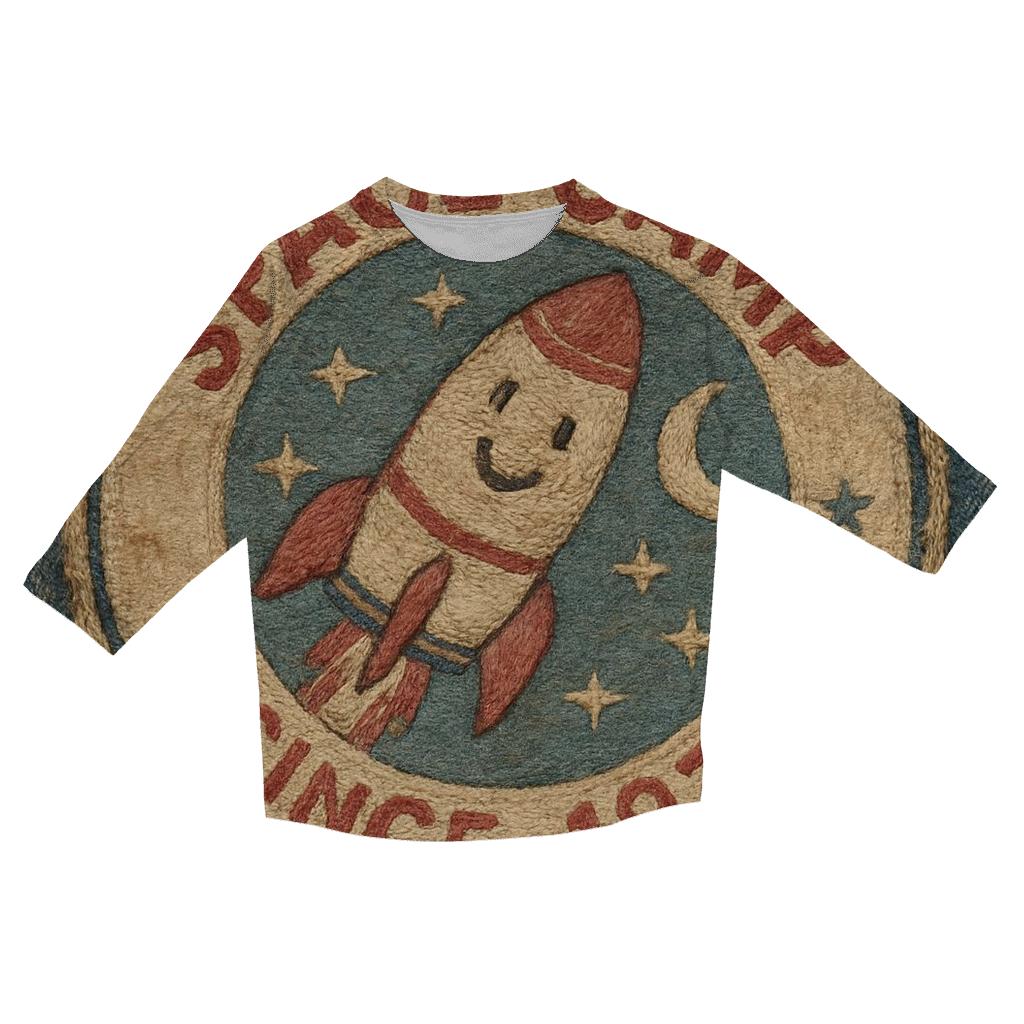 Weathered Space Camp Patch Emblem stylish quarter sleeve tops