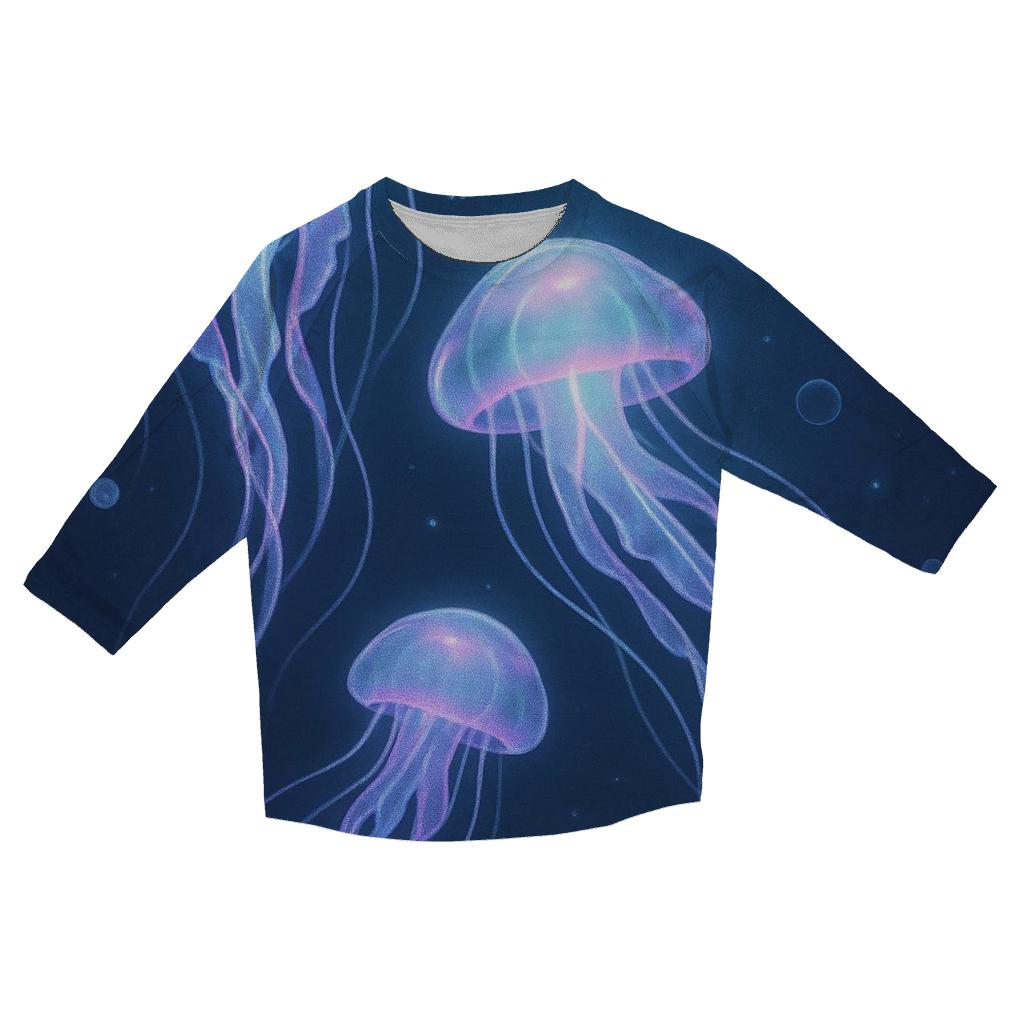 Holographic Jellyfish Parade casual three quarter sleeve shirts