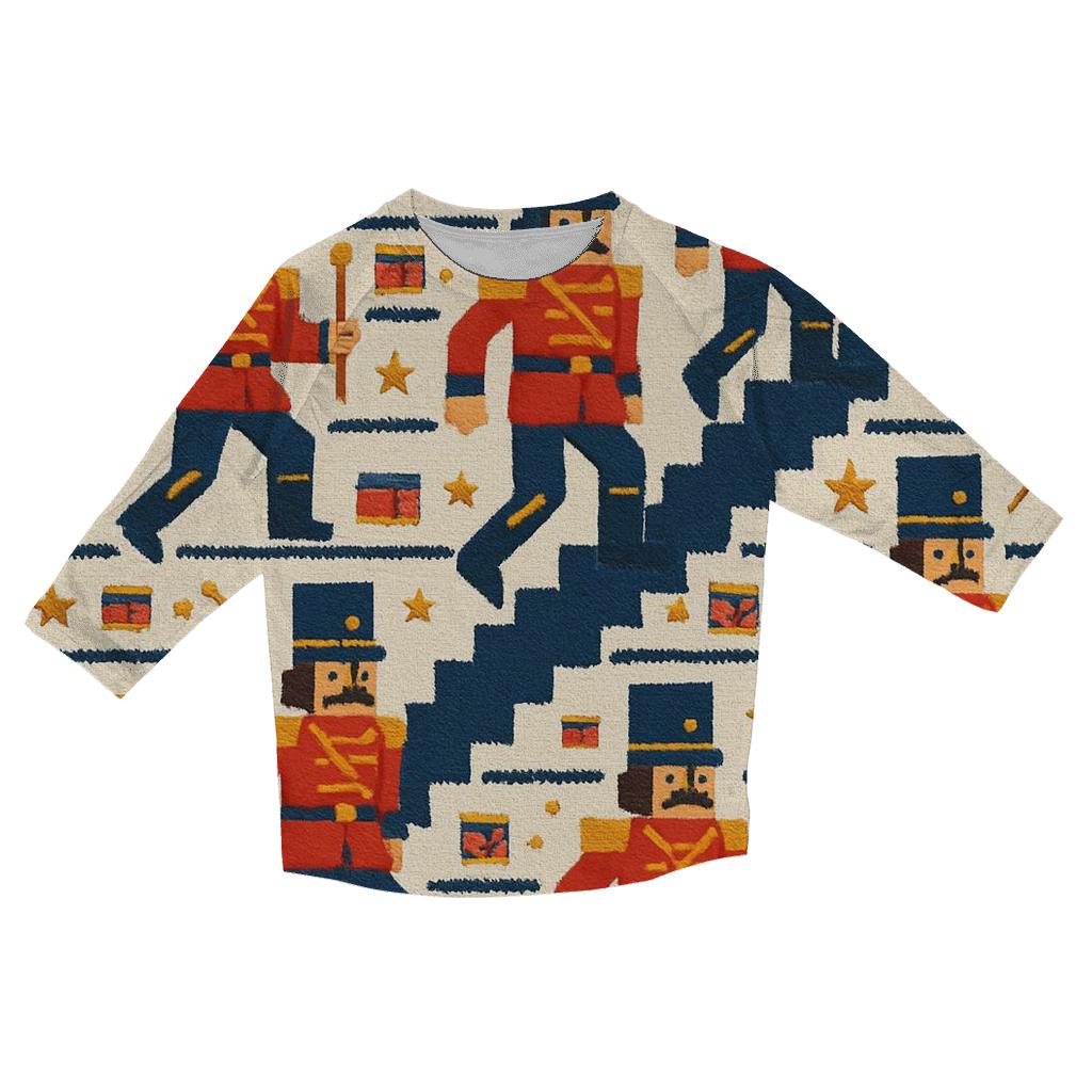 Nutcracker Toy March Stairway Design printed three quarter sleeve shirts