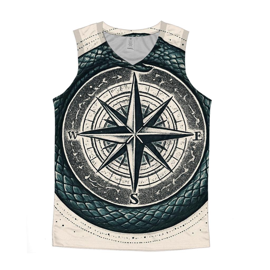 Celestial Compass Ouroboros graphic print tank tops