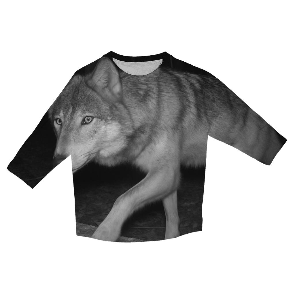 Forest Wolf Passing Hidden Camera Trap casual three quarter sleeve shirts