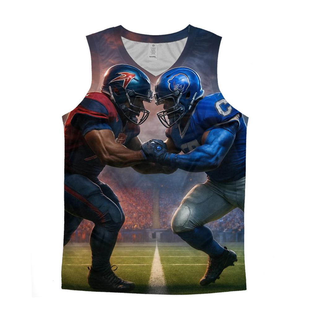Gridiron Clash Under Dual Banners stylish racerback tanks