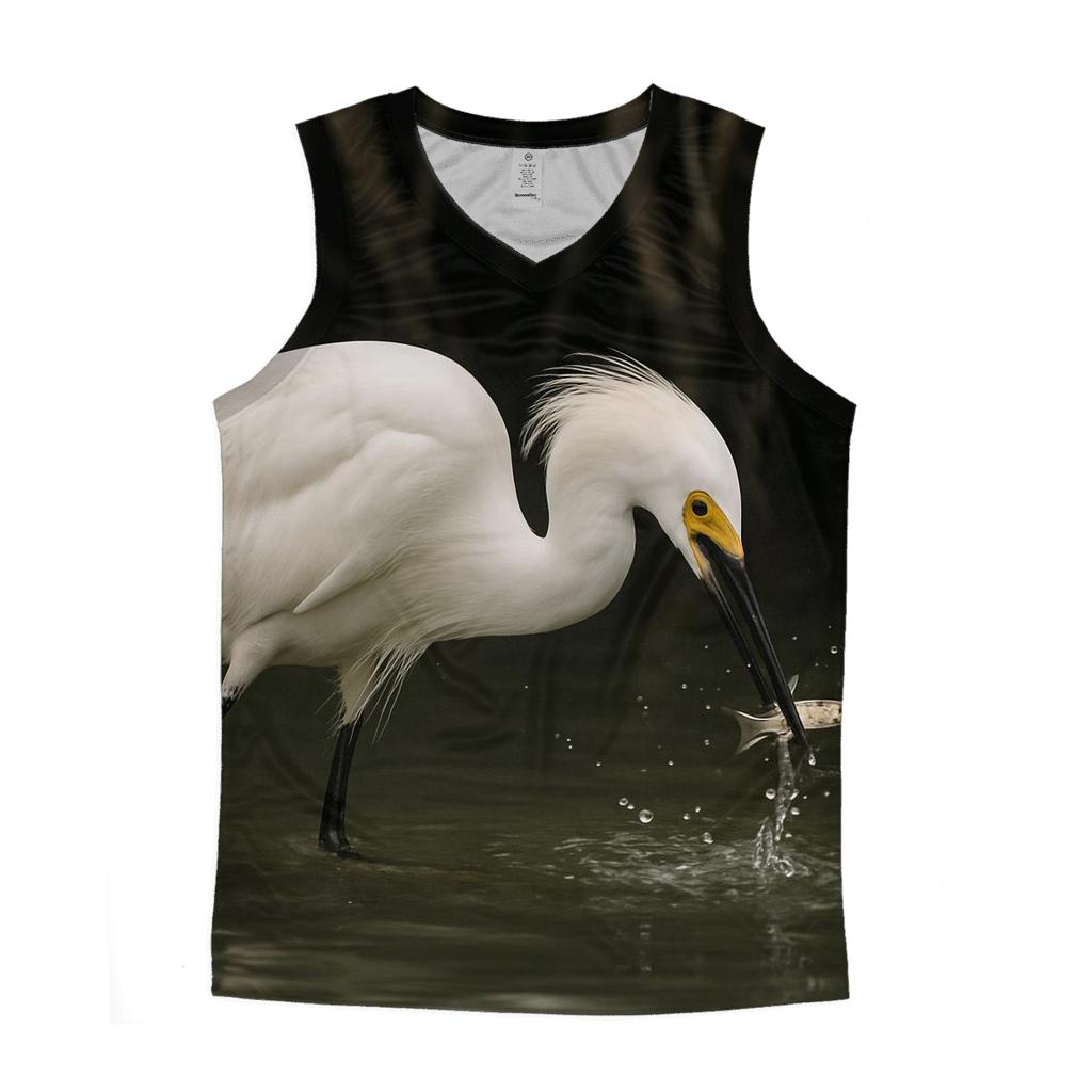 Mangrove Fisher Snowy Egret casual summer tank tops