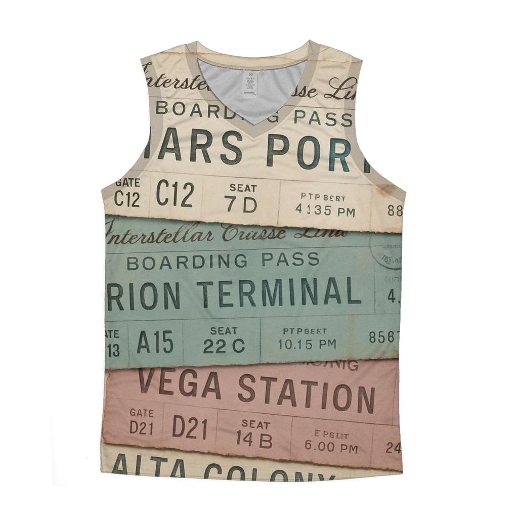 Retro Starliner Boarding Pass Collage custom tank tops