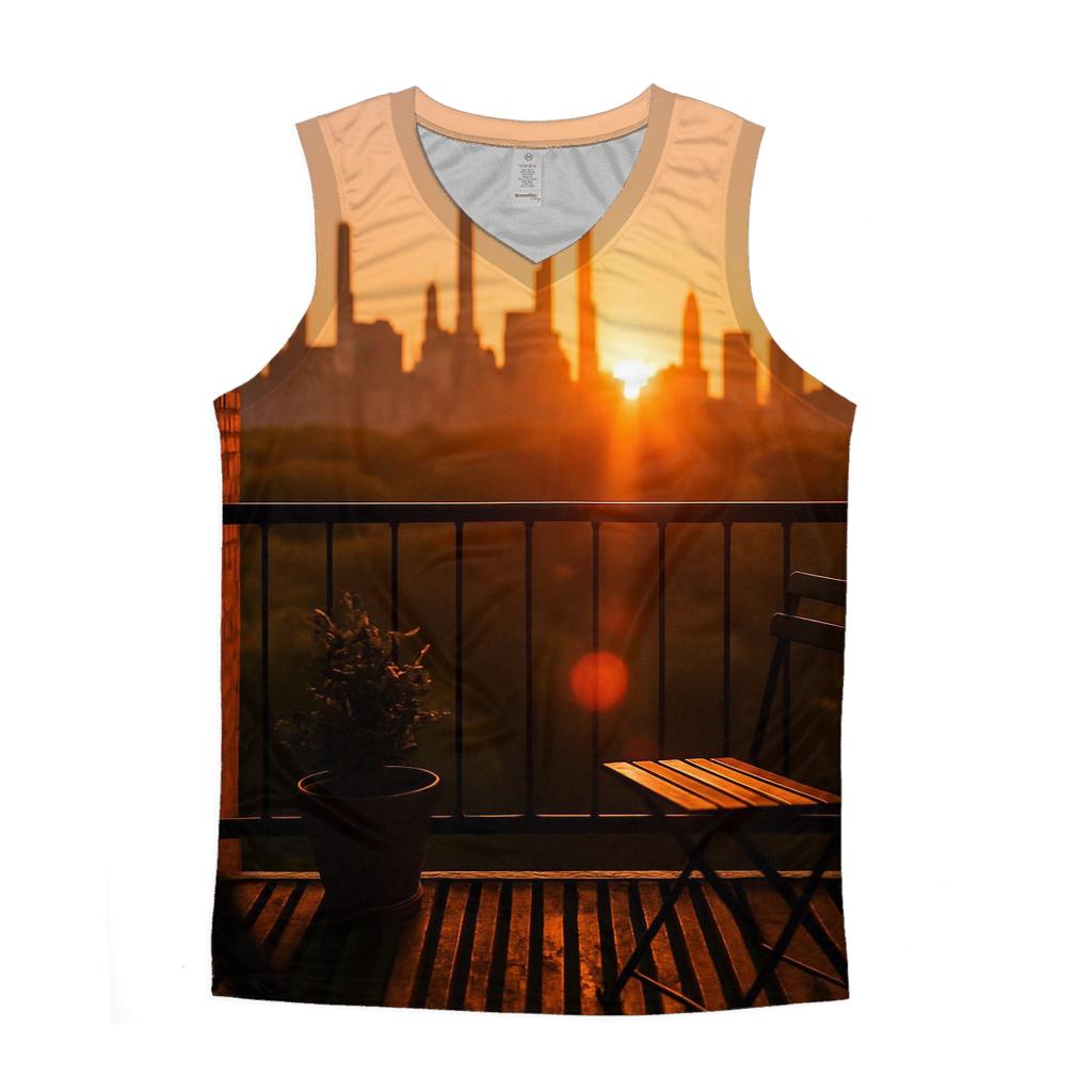 Harlem Fire Escape Sunset Skyline Slice designer workout tanks