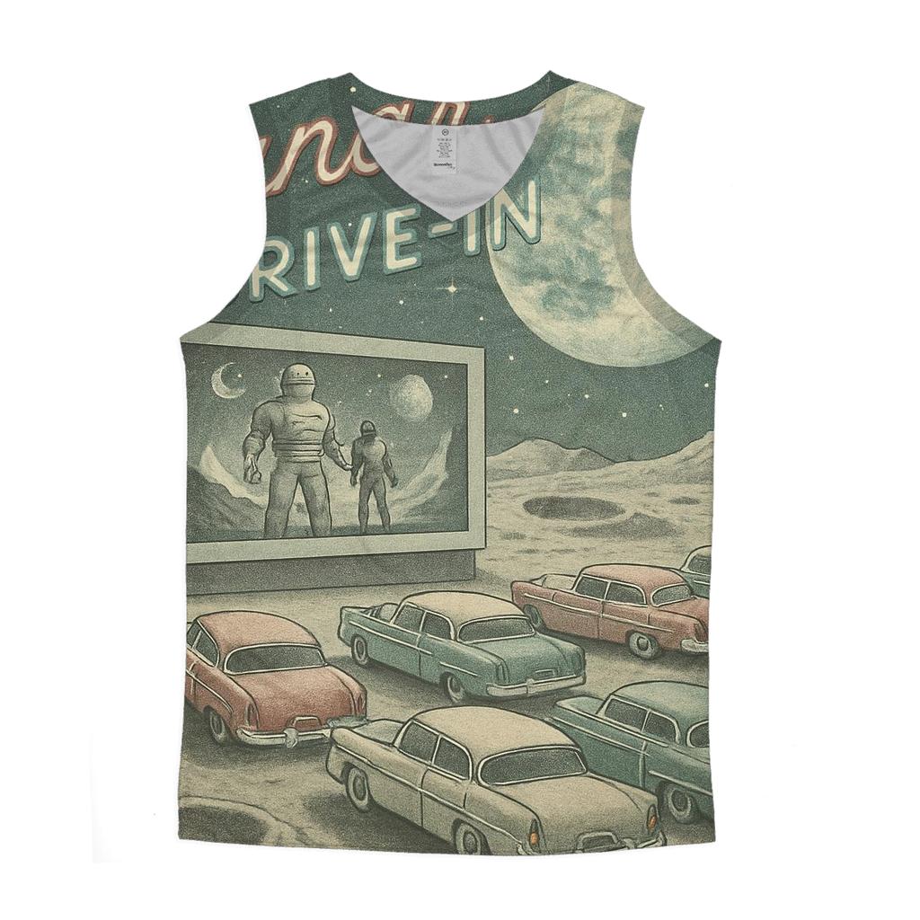 Retro Lunar Drive In Theater Scene casual summer tank tops