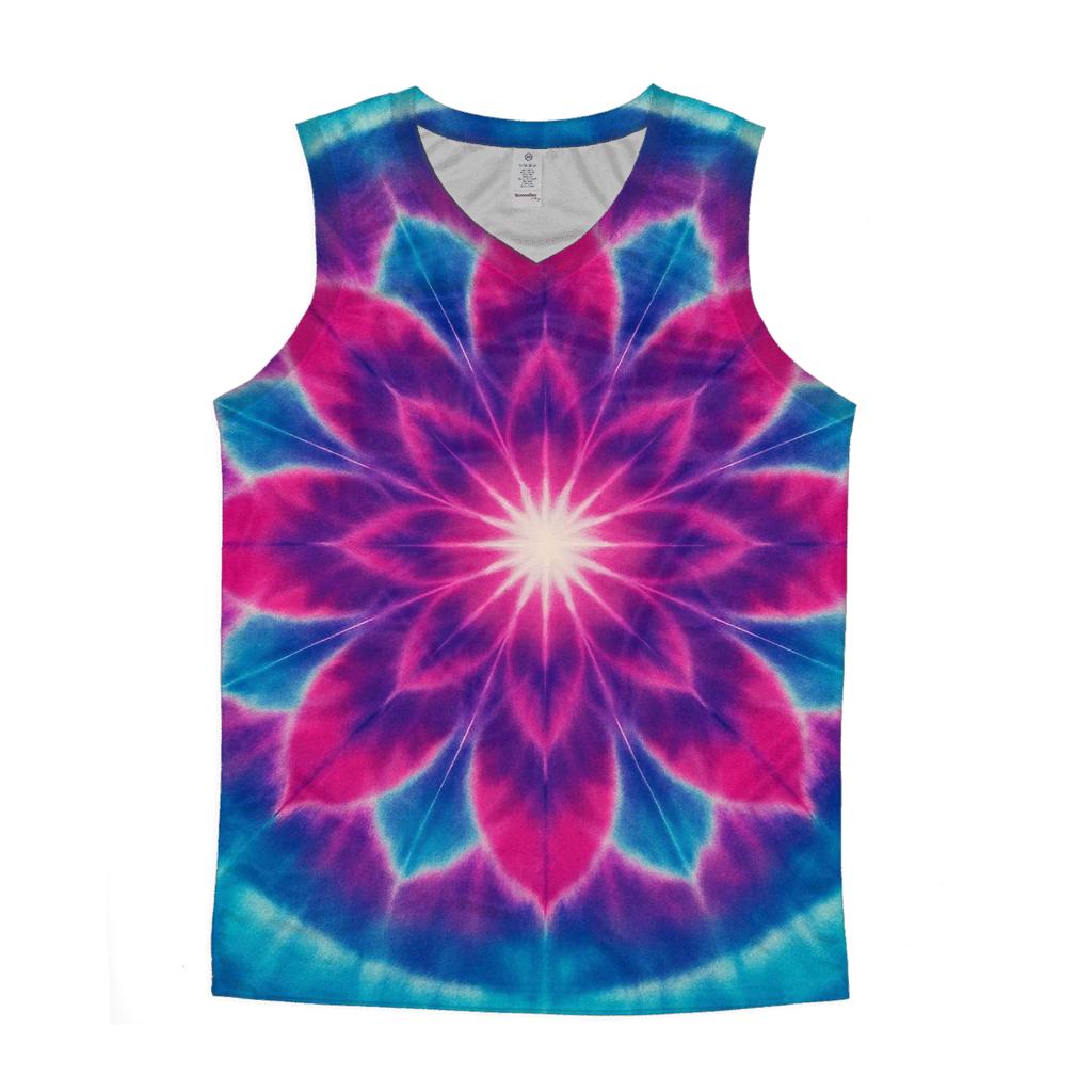 Magenta Cyan Mandala Burst sports performance tank tops