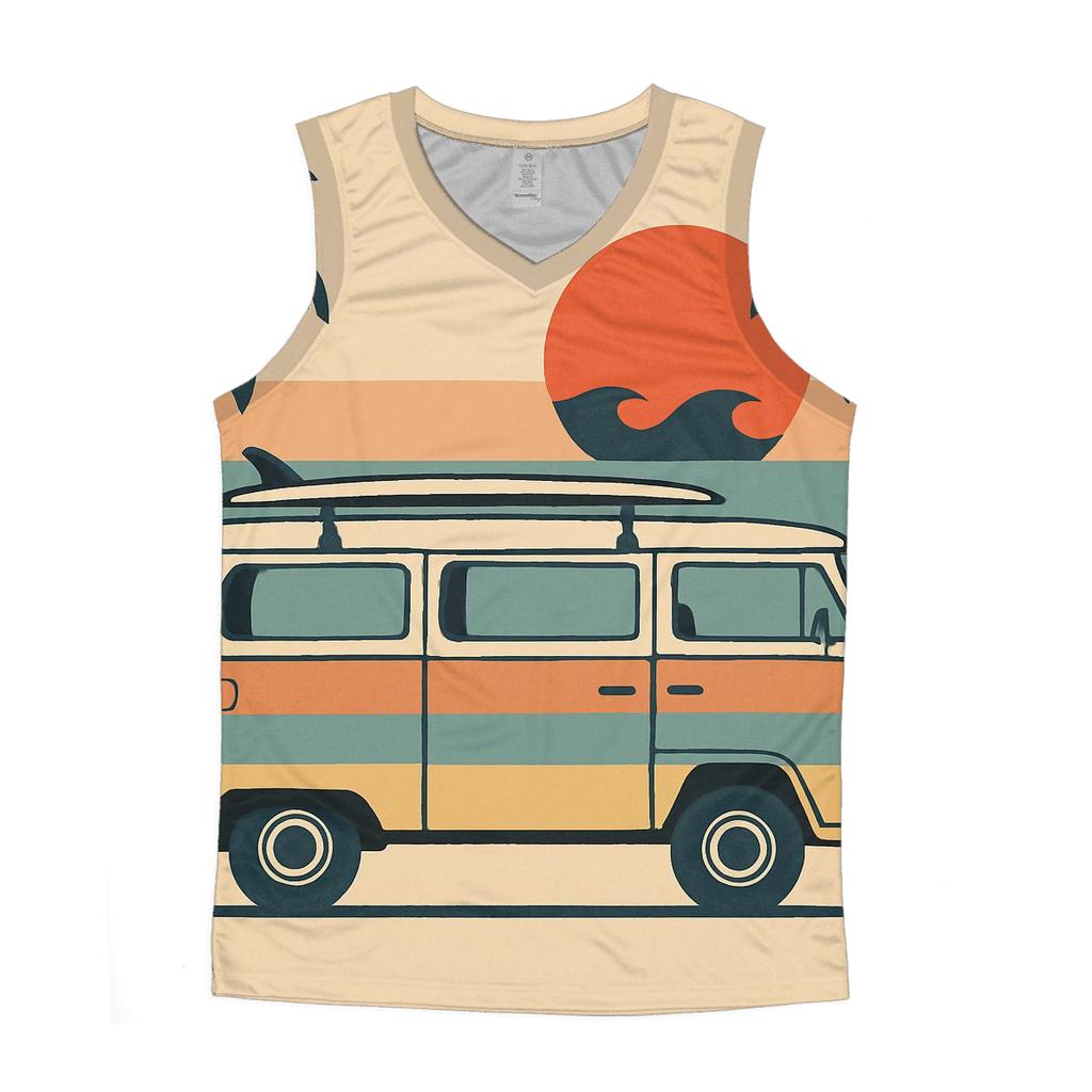Sunset Surf Van Escape cotton sleeveless tops