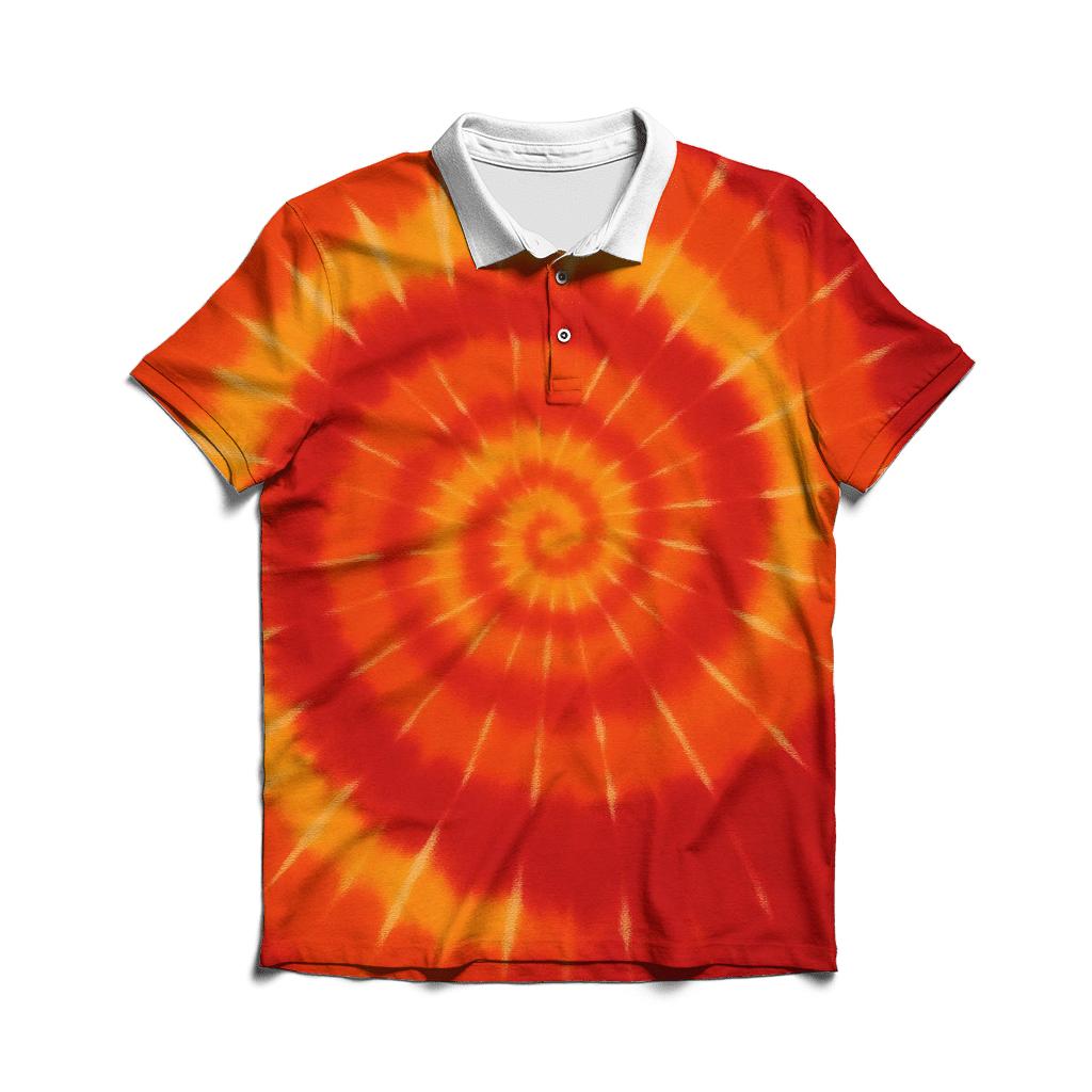 Solar Flare Spiral Overdye premium cotton polo shirts