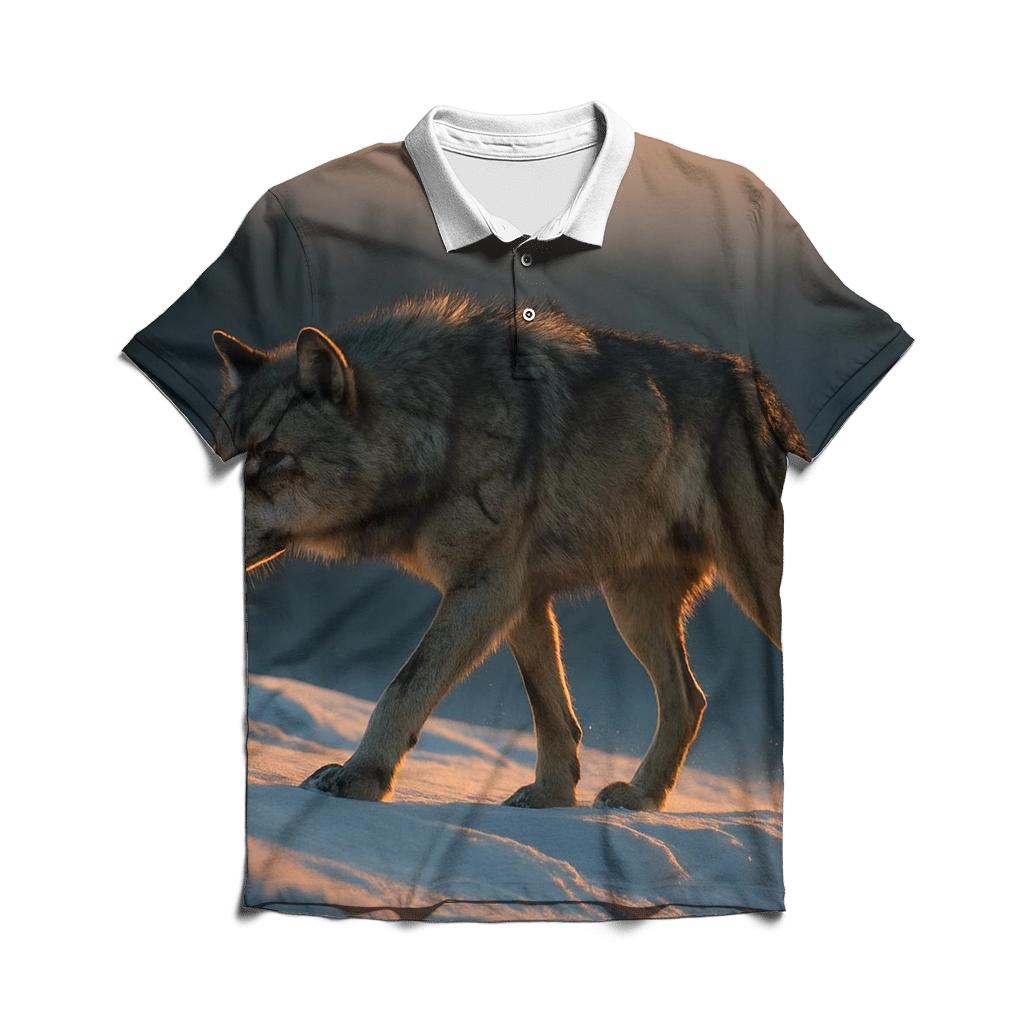 Alpha Wolf On Winter Ridge Patrol custom polo shirts