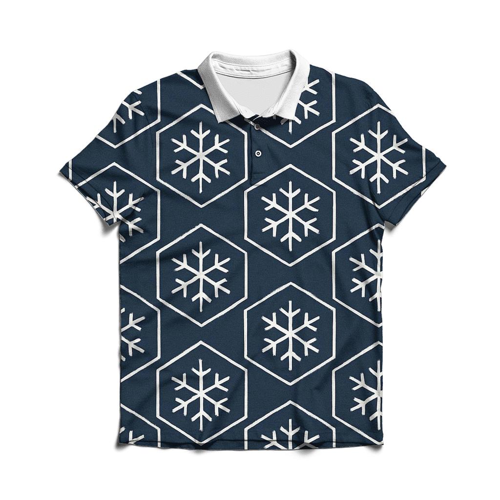 Snowflake Lattice Glow embroidered polo tops