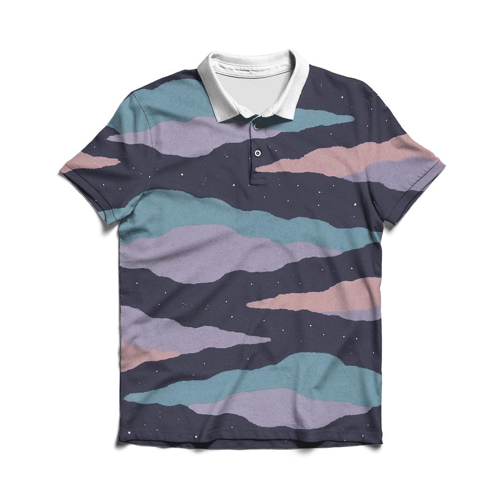 Nebula Filament Drift Panel embroidered polo tops