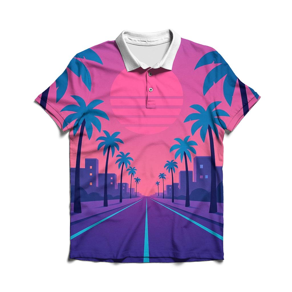 Laser Palm Boulevard embroidered polo tops