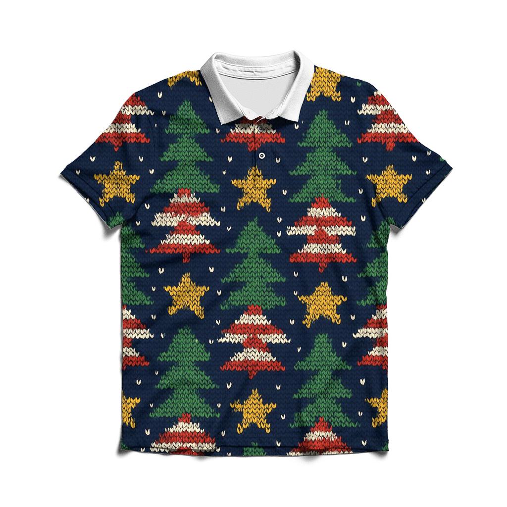 Peppermint Forest Star Ladder Design classic pique polos