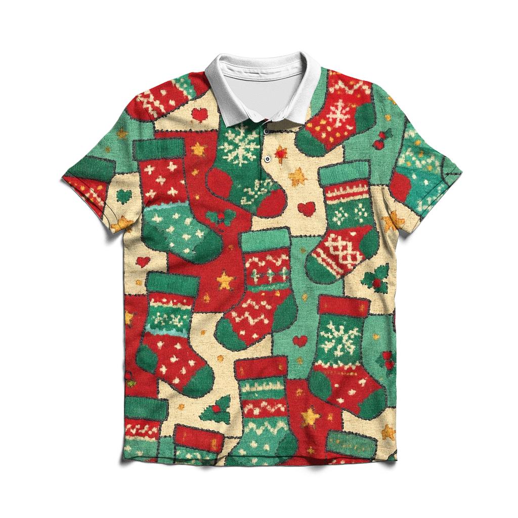 Mismatched Stocking Patchwork Design custom polo shirts