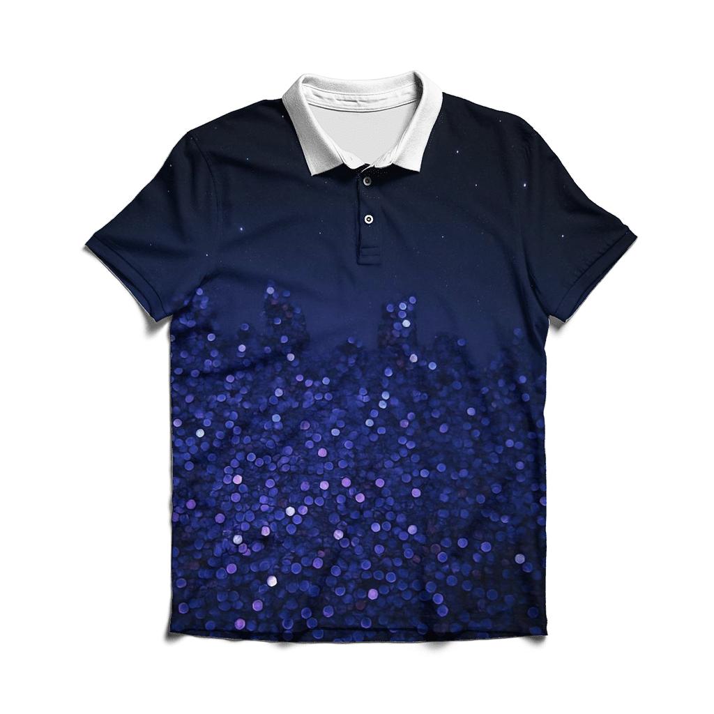 Midnight Sequin Horizon embroidered polo tops