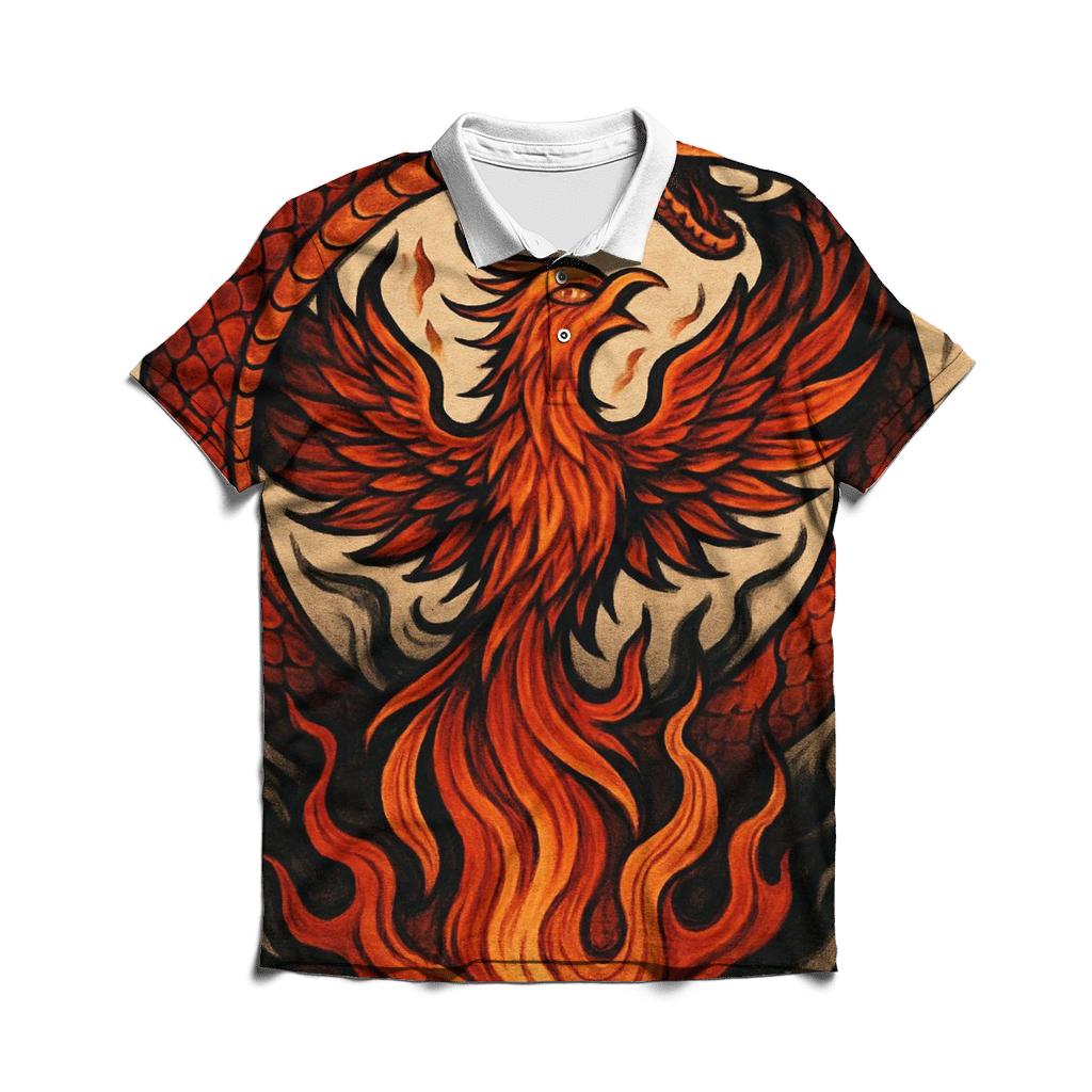 Phoenix Crowned Ouroboros designer slim fit polos
