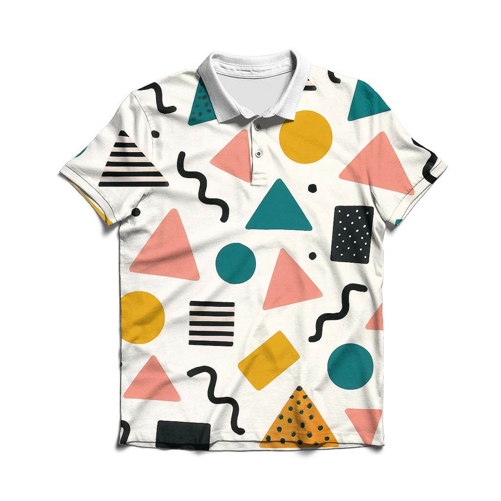 Memphis Pop Geometry personalized polo shirts