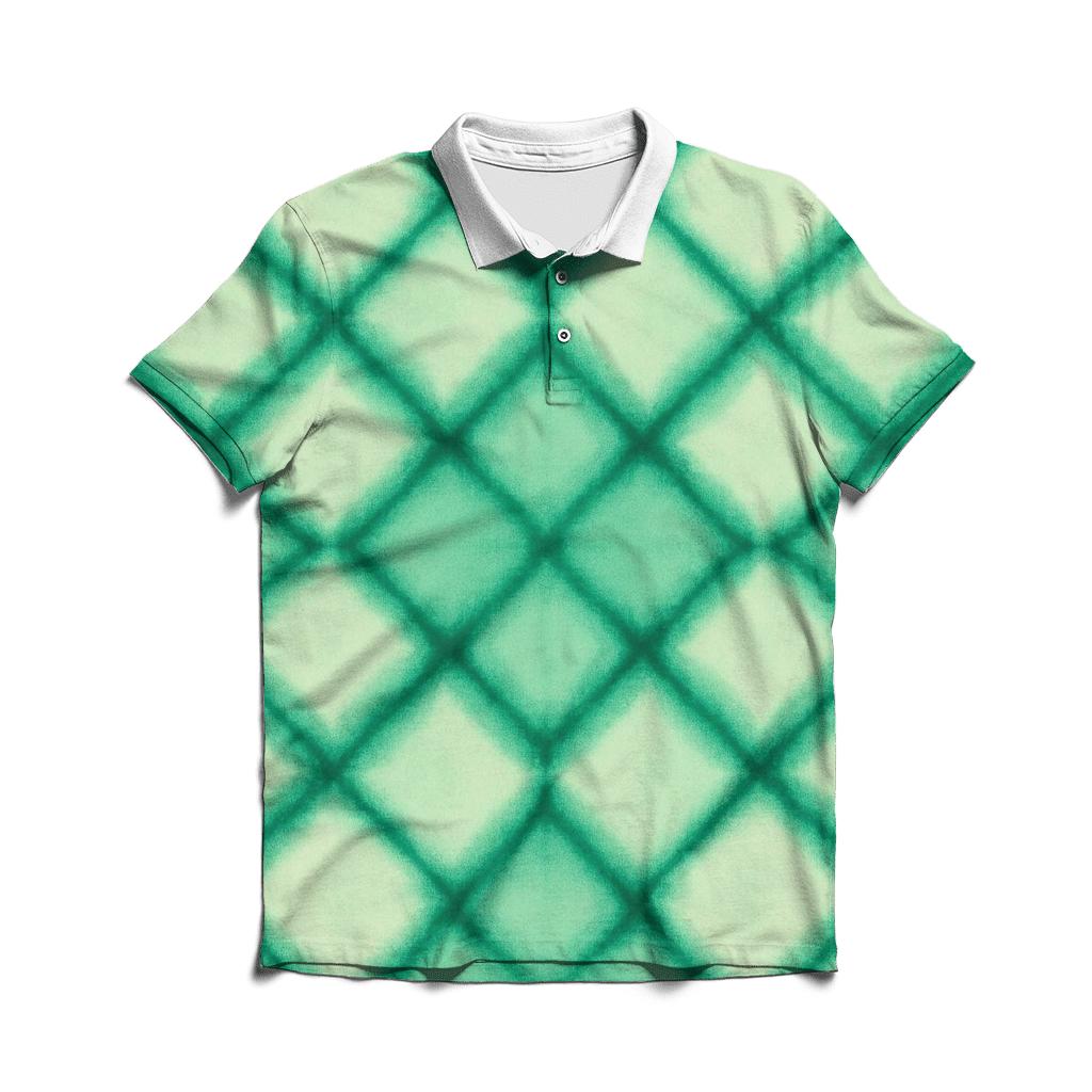 Jade Itajime Diamond Grid embroidered polo tops