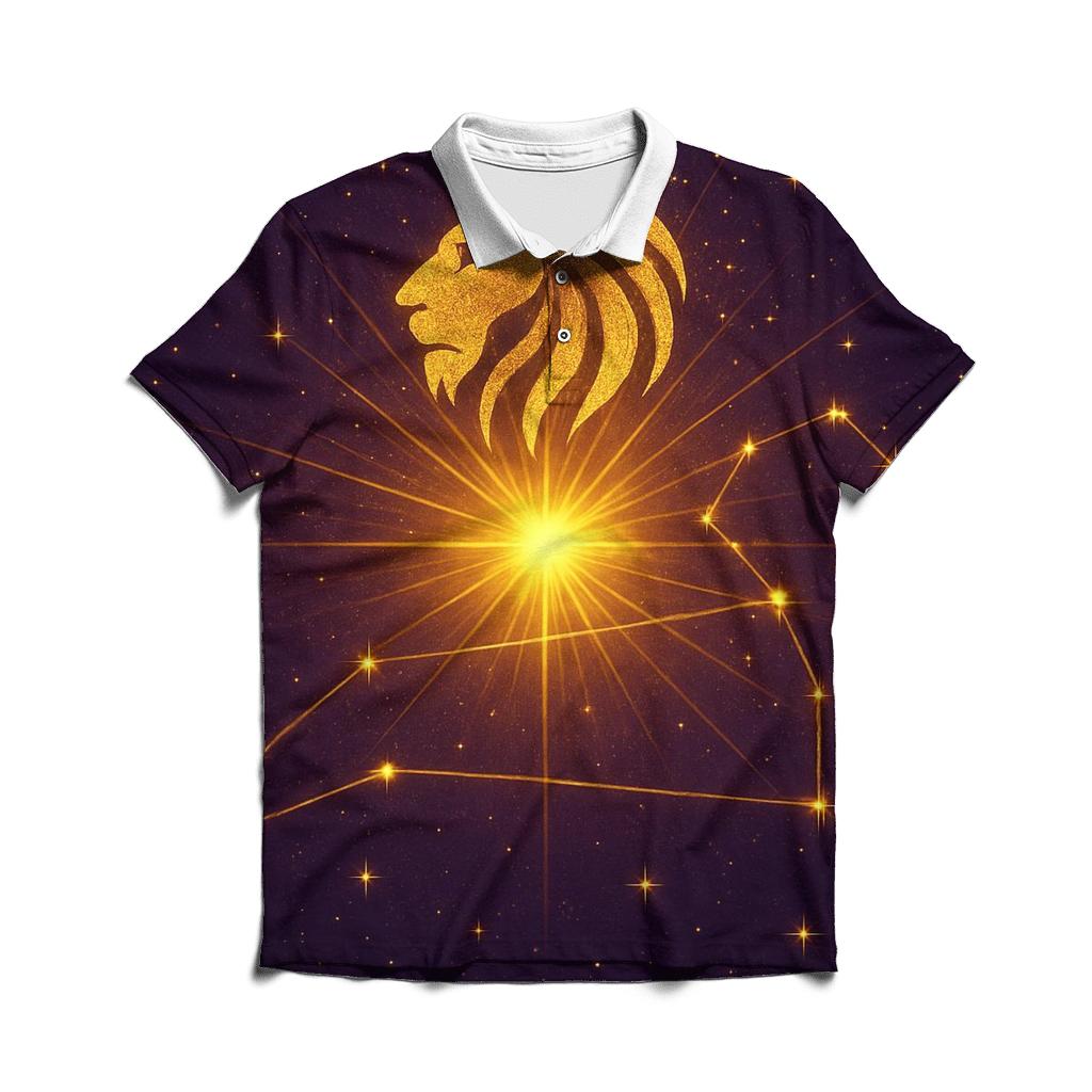 Leo Solar Crown Constellation premium cotton polo shirts