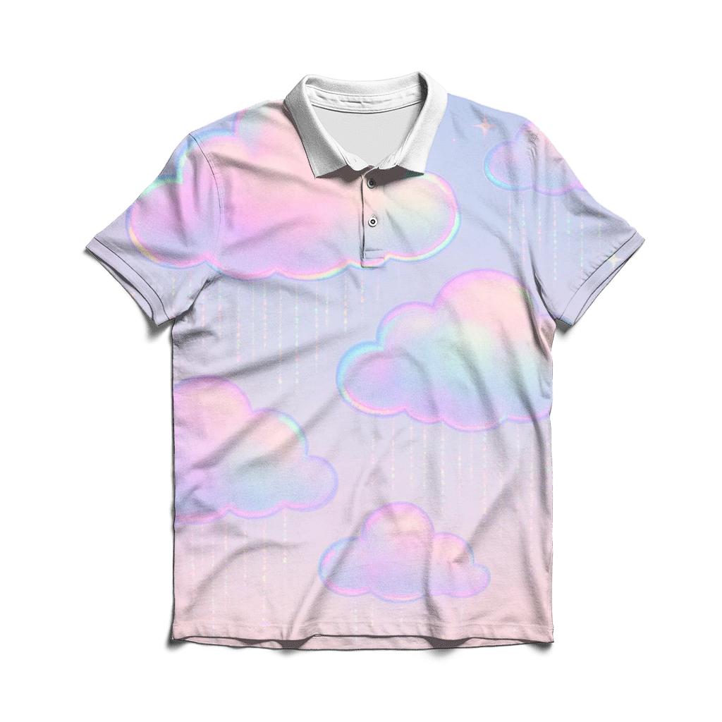 Pastel Hologram Cloudburst premium cotton polo shirts