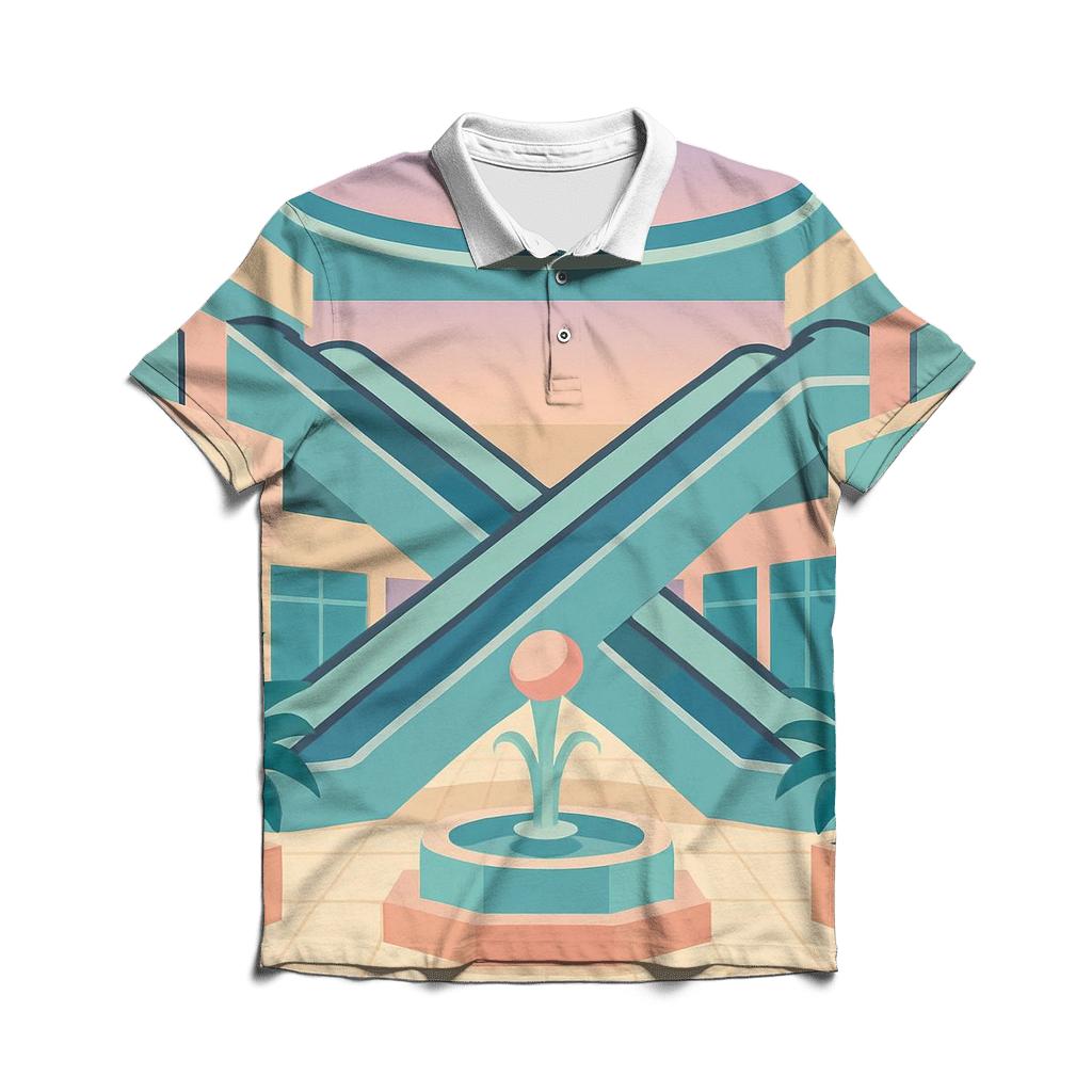Vaporwave Mall Atrium personalized polo shirts