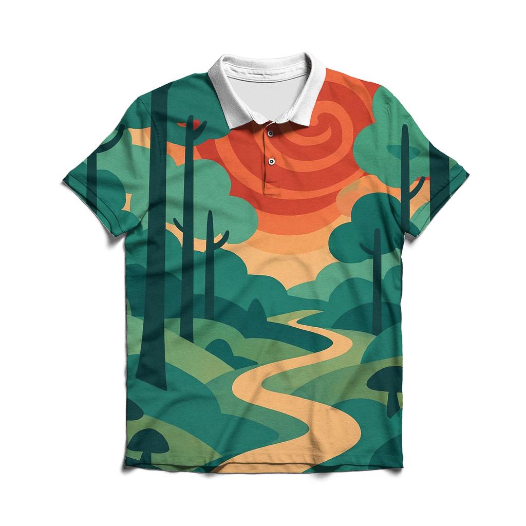 Psychedelic Forest Trail premium cotton polo shirts
