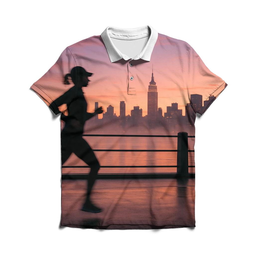 Sunrise Run On Roosevelt Island With Skyline stylish collar polo tees