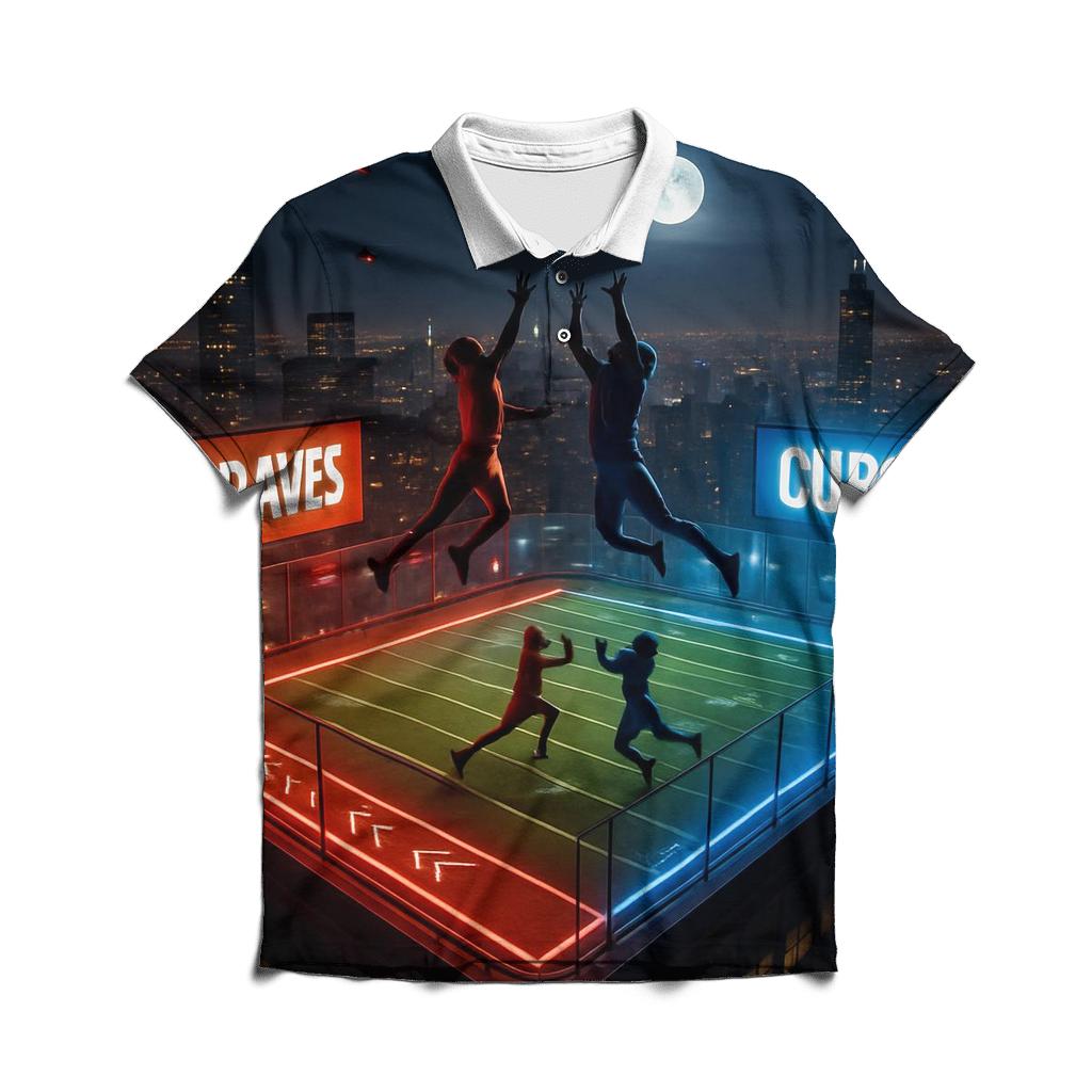 Skyline Rivalry On Rooftop Field premium cotton polo shirts