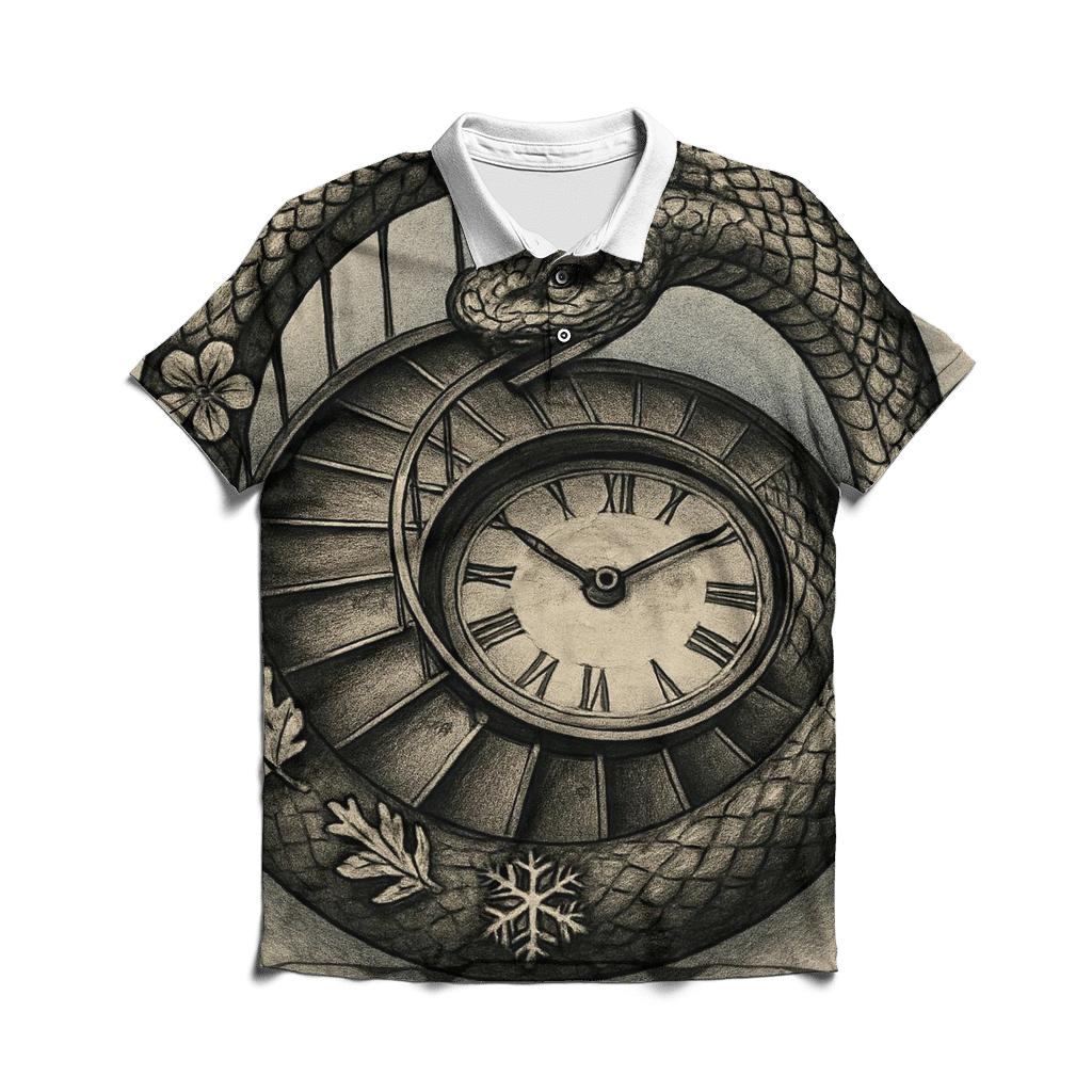 Time Spiral Ouroboros Staircase custom polo shirts