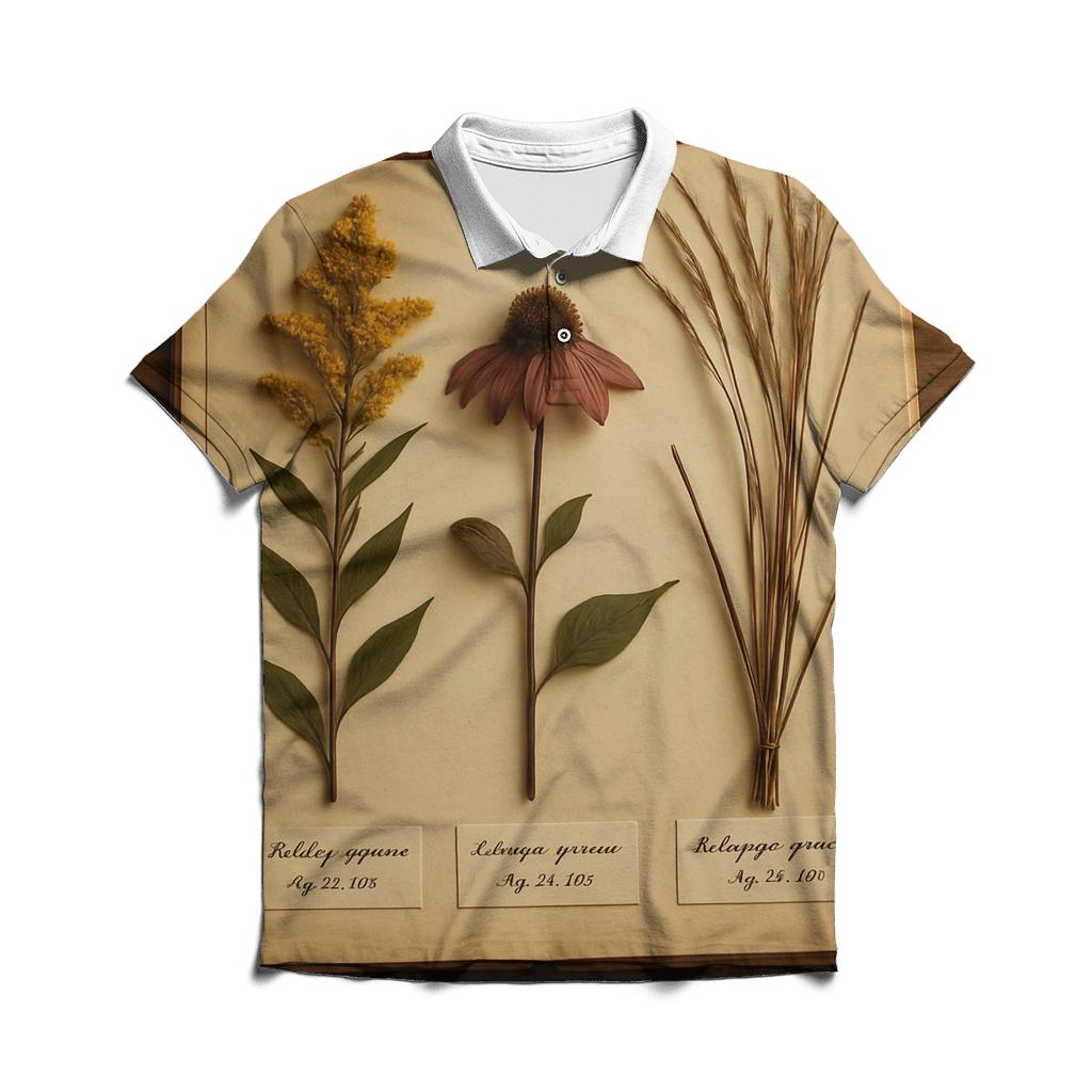 Herbarium Page Of Pressed Prairie Flowers classic pique polos