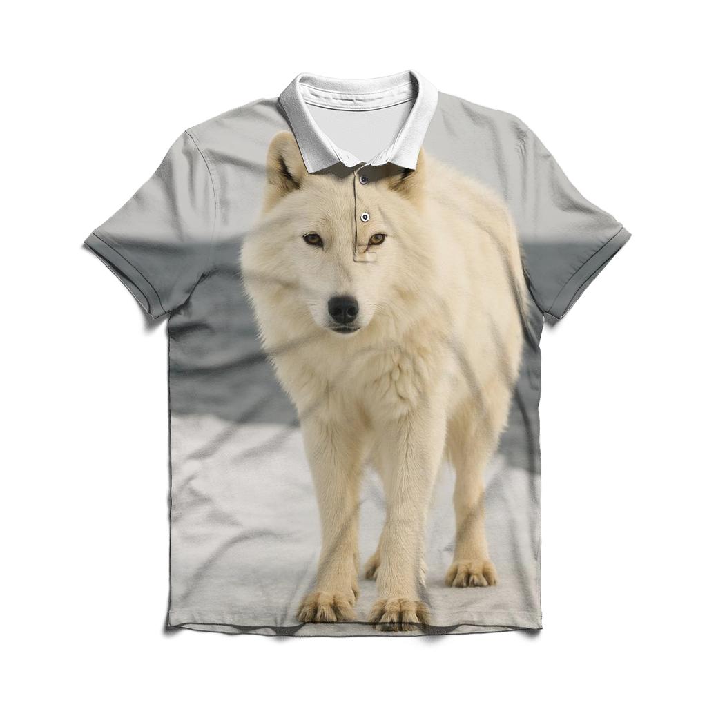 Arctic Wolf Against Melting Sea Ice casual sports polo shirts