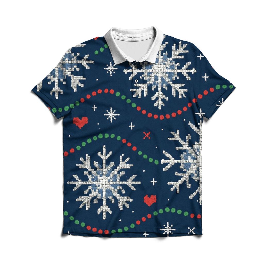 Midnight Snowflake Disco Garland Design casual sports polo shirts