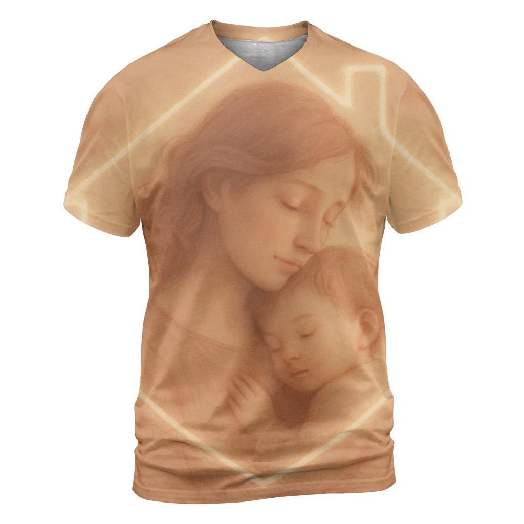 The First Home Was Her Heart vibrant all-over design tees