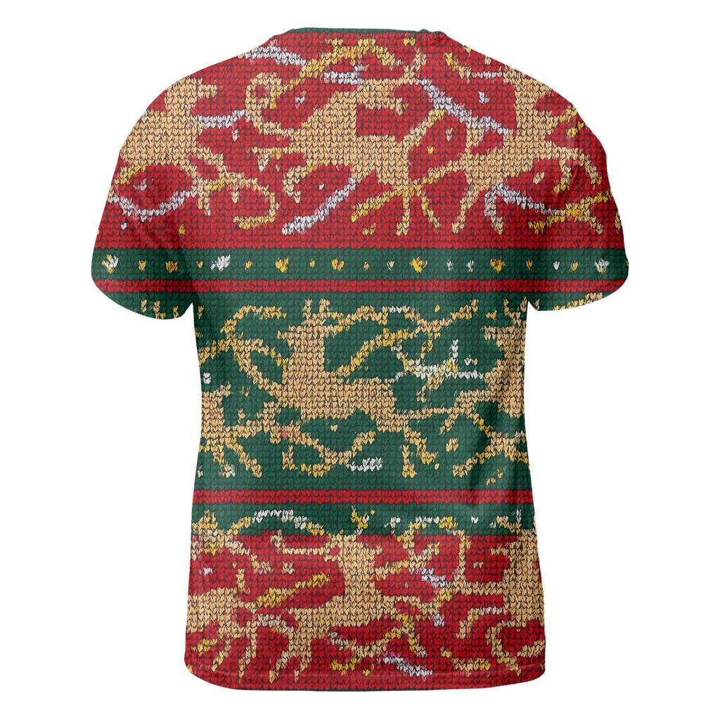 Tangled Tinsel Reindeer Stripe Design creative print fashion shirts